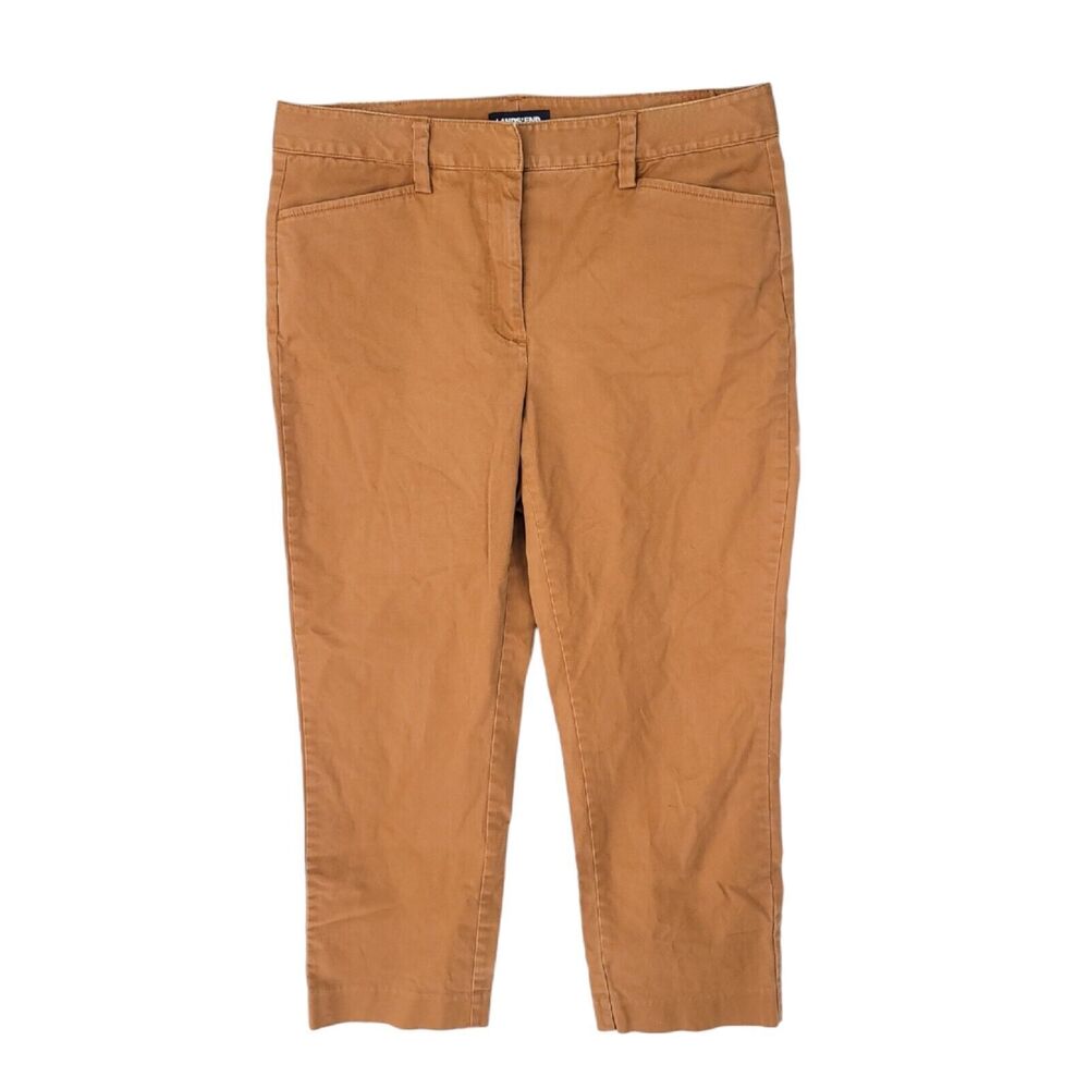 Lands End Pants Womens 10 Dress Chino Stretch Ankle Cropped Slim Twill Straight